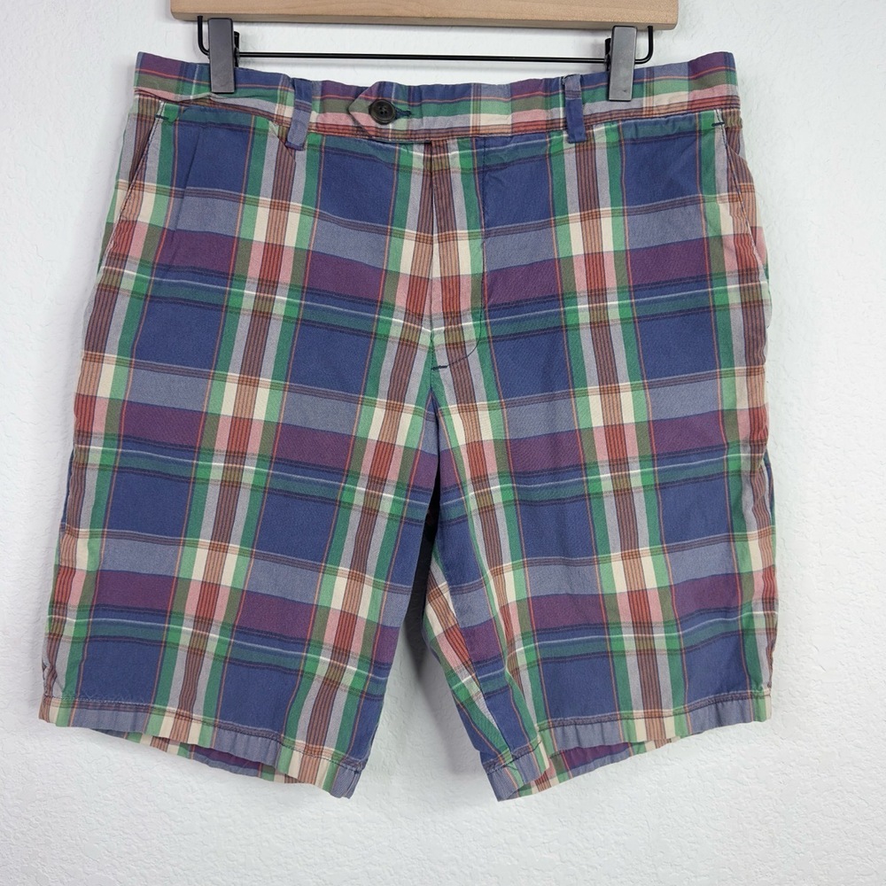 Club Monaco Shorts Mens 32 Colorful Plaid Bermuda Chino Preppy Golf Resort Beach